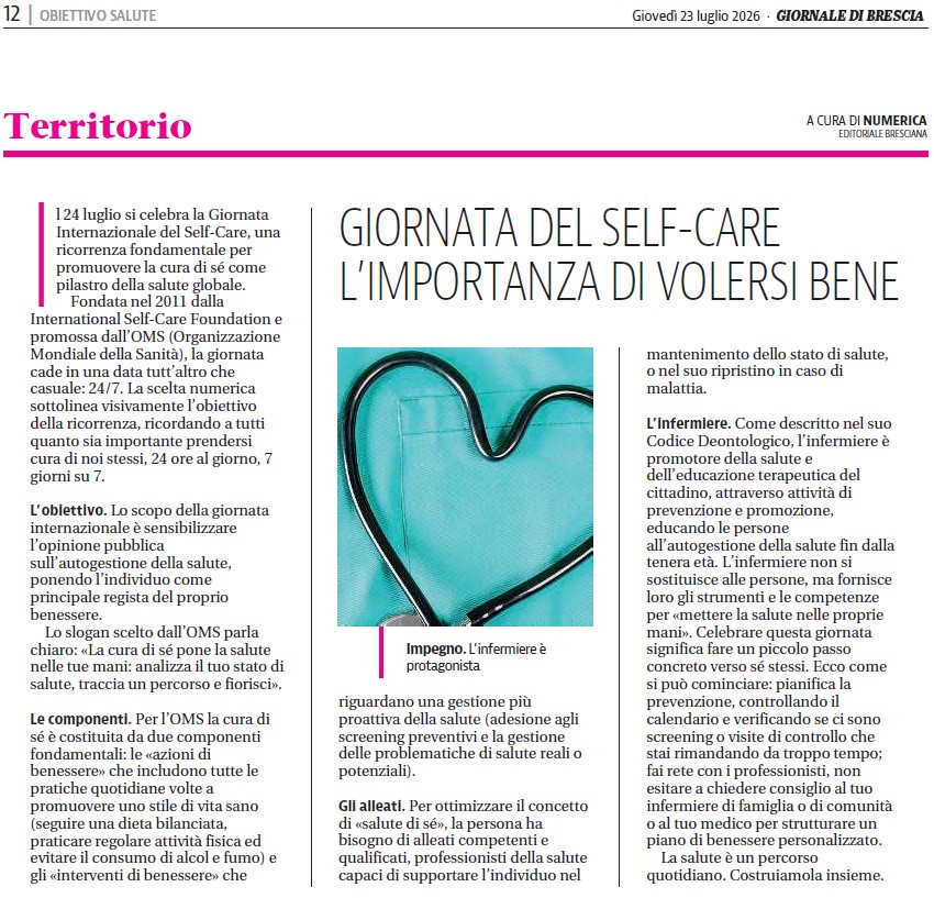 GIORNATA DEL SELF-CARE, L�IMPORTANZA DI VOLERSI BENE