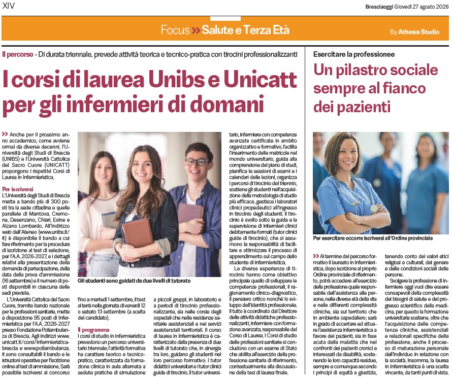 I Corsi di Laurea UNIBS e UNICATT per gli infermieri di domani