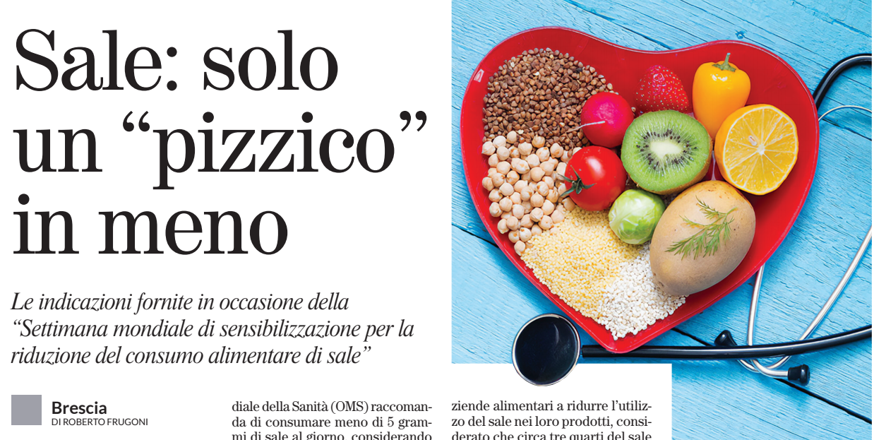 La Voce del Popolo: Settimana mondiale di sensibilizzazione per la riduzione del consumo alimentare di sale